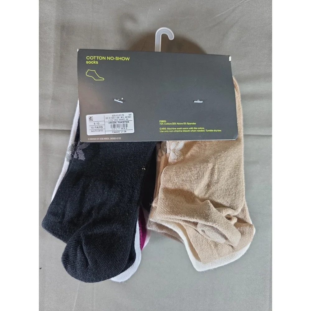 10-pack of All in Motion No-Show Socks Size (4-10) Multiple‎ Colors Pastels